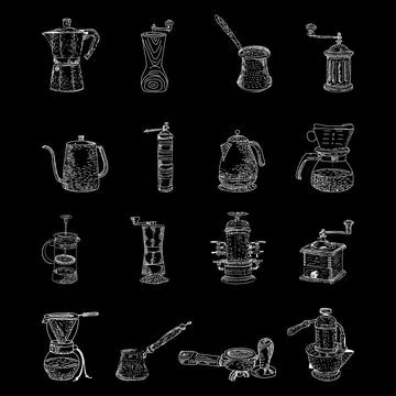 Hand Drawn Coffee Set. Vector Graphic illustration. 스톡 일러스트