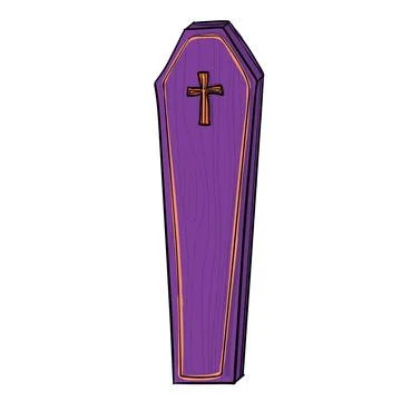 Hand-drawn coffin on white background Stock Illustration