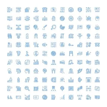 Hand drawn collection of blue doodle scribbles Stock Illustration