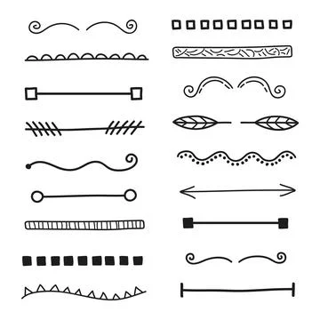 Hand drawn collection of borders. Illustrazione stock