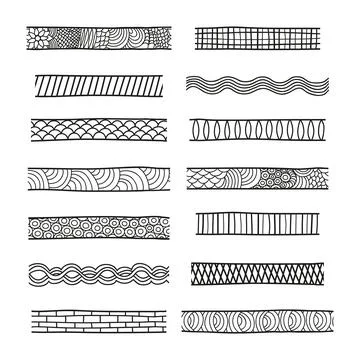 Hand drawn collection of brushes. Stock Illustration