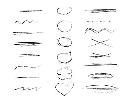 Hand drawn collection of different diary scribble lines and elements. Marker  Stock Illustration