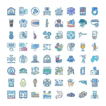 Hand drawn collection of diverse doodle icons Stock Illustration