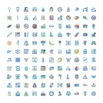 Hand drawn collection of diverse doodle icons 스톡 일러스트