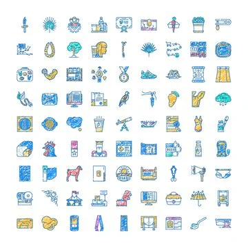 Hand drawn collection of diverse icon set Illustrazione stock