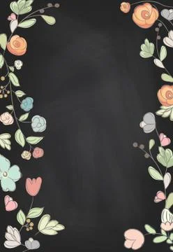 Hand drawn collection of romantic invitations on chalkboard background. Weddi Stock Illustration