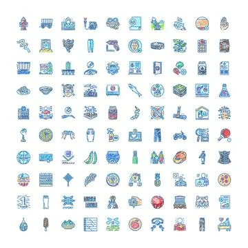 Hand drawn collection of unique scribble icons Stock Illustration