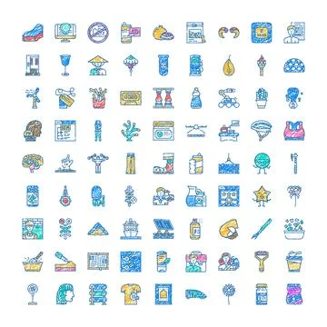 Hand drawn collection of varied scribble icons Stock Illustration