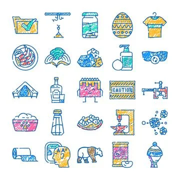 Hand drawn collection of varied vector icons 스톡 일러스트