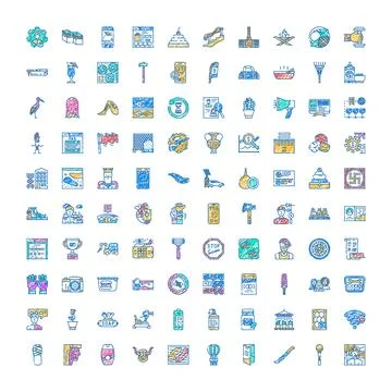 Hand drawn collection of varied vector icons Stock Illustration