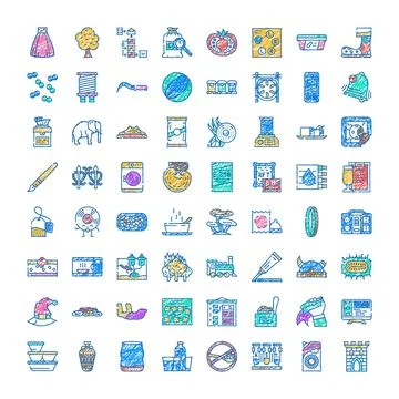 Hand drawn collection of varied vector illustrations Stock Illustration