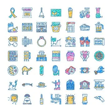 Hand drawn collection of varied vector icons 스톡 일러스트