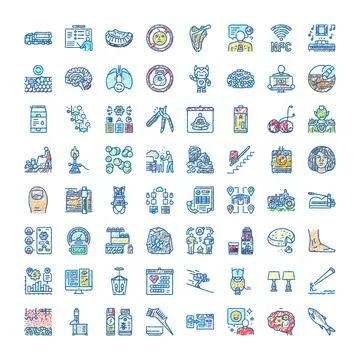 Hand drawn collection of varied vector line icons Stock Illustration