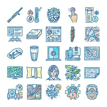 Hand drawn collection of varied vector doodle icons 스톡 일러스트