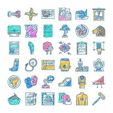 Hand drawn collection of various concept icons Illustrazione stock