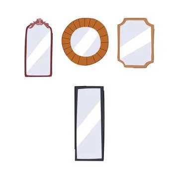 Hand drawn collection of various decorative mirrors Illustrazione stock