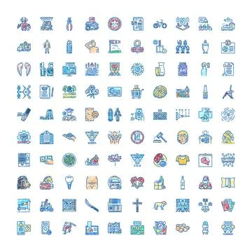 Hand drawn collection of various doodle line icons Ilustración de archivo