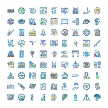 Hand drawn collection of various doodle icons Stock Illustration