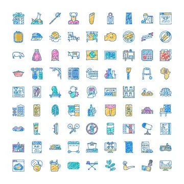 Hand drawn collection of various scribble icons Stock Illustration
