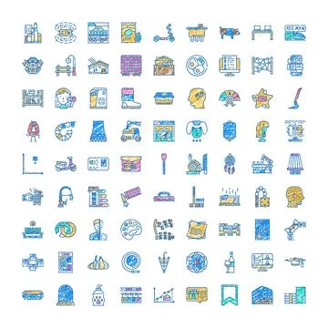 Hand drawn collection of web interface icons Stock Illustration