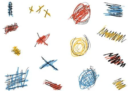 Hand Drawn Color Scribble Marks Set Stock Illustration