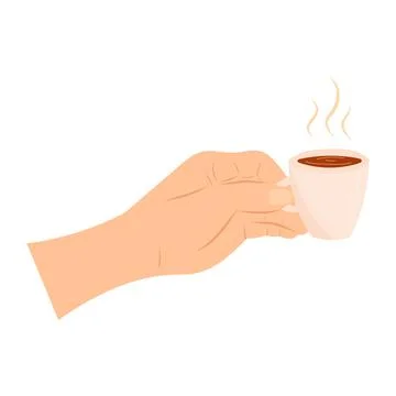 Hand drawn color sketch vector illustration of hand holding espresso coffee u Stock Illustration