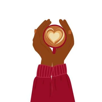 Hand drawn color sketch vector illustration of black and white female hands w Stock Illustration