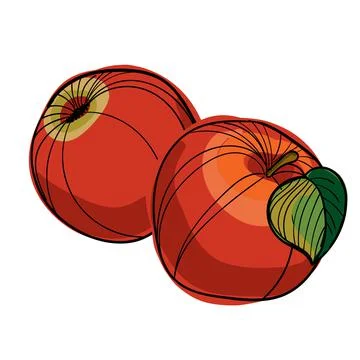 Hand drawn color vector apples. Stock Illustration