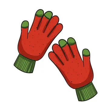 Hand drawn color vector gloves. Stock Illustration
