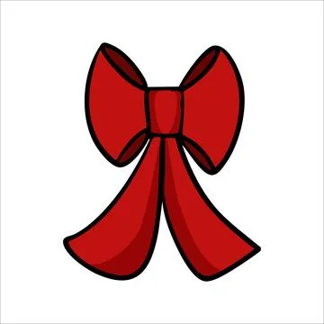 Hand-drawn color vector illustration of a festive New Year's red bow Stock Illustration