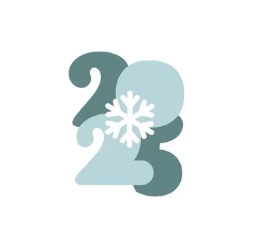 Hand drawn color vector number text 2025 with fir snowflake. Happy New Year C Stock Illustration