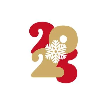 Hand drawn color vector number text 2025 with fir snowflake. Happy New Year C Illustrazione stock