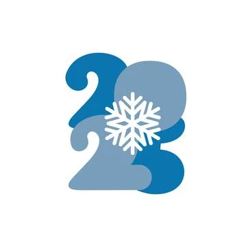 Hand drawn color vector number text 2025 with fir snowflake. Happy New Year C Illustrazione stock
