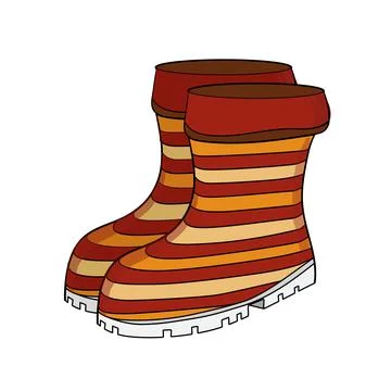 Hand drawn color vector rubber boots. Stock Illustration