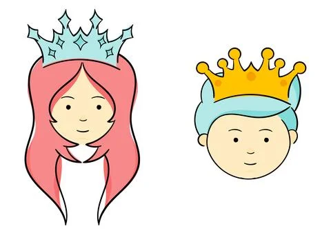 Hand drawn color version illustration of a princess and prince Stock Illustration