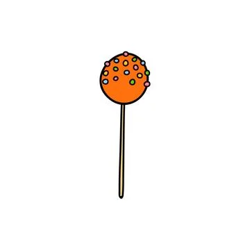 Hand drawn colored cake pop. Stock Illustration