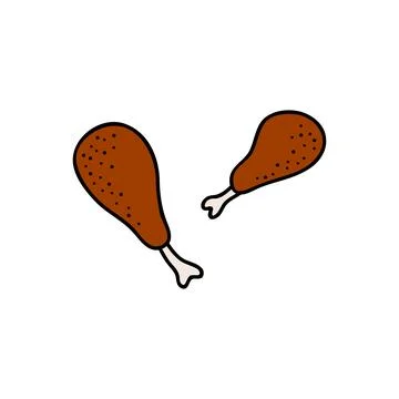 Hand drawn colored chicken legs. イラスト素材