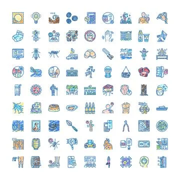 Hand drawn colored doodle icon set collection 스톡 일러스트