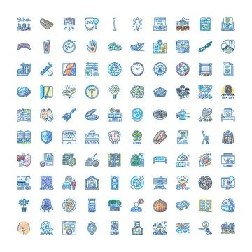 Hand drawn colored doodle icons set collection Ilustración de archivo