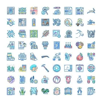 Hand drawn colored doodle icons collection 스톡 일러스트