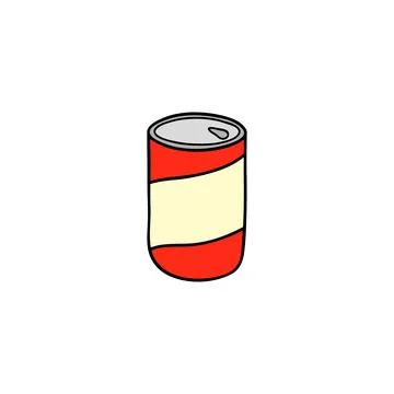 Hand drawn colored drink in can. Stock Illustration