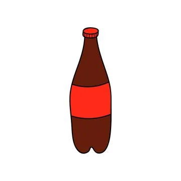 Hand drawn colored lemonade in bottle. Stock Illustration