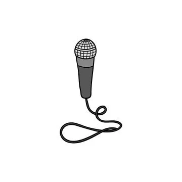 Hand drawn colored microphone. Stock Illustration
