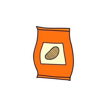 Hand drawn colored potato chips. Stock Illustration