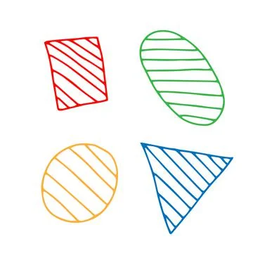 Hand-drawn colored vector illustration of a group of figures with stripes iso 스톡 일러스트