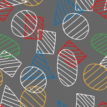 Hand drawn colored vector illustration of a group of figures with stripes iso 스톡 일러스트