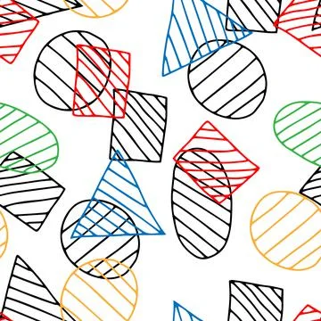 A Hand drawn colored vector illustration of a group of figures with stripes i 스톡 일러스트
