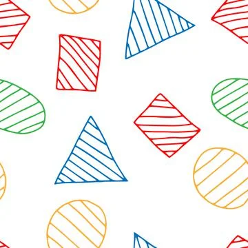 Hand drawn colored vector illustration of a group of figures with stripes iso 스톡 일러스트