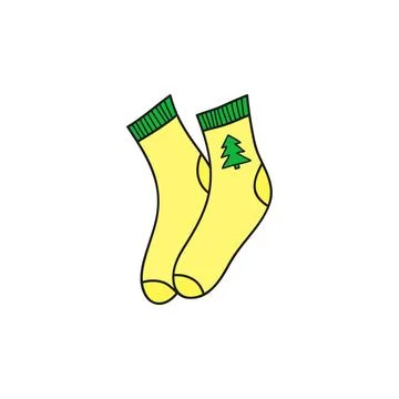 Hand drawn colored yellow socks. Stock Illustration
