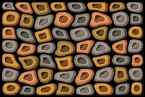 Hand drawn colored zendoodle texture. Stone or wood concept isolated on black Stock Illustration